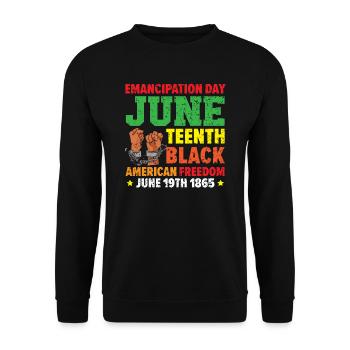 Juneteenth Mois de l’histoire des Noirs afro-américains - Sweat-shirt Unisexe - noir - Devant - Alina (178cm) & Michal (187cm)