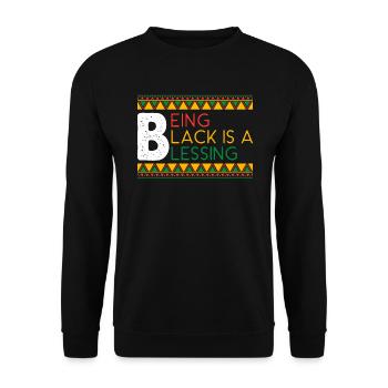 Being Black Is A Blessing Black History Month - Unisex Sweatshirt - black - Front - Alina (178cm) & Michal (187cm)