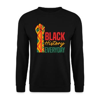 Schwarze Geschichte Alltag Afroamerikaner Melanin - Unisex Pullover - Schwarz - Vorne - Alina (178cm) & Michal (187cm)