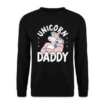 Unicorn Daddy Fathers Day Best Dad Ever Fatherhood - Unisex Sweatshirt - black - Front - Alina (178cm) & Michal (187cm)