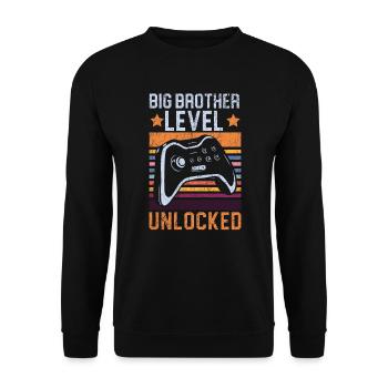 Big Brother Level Unlocked Best Bro Ever - Unisex Sweatshirt - black - Front - Alina (178cm) & Michal (187cm)