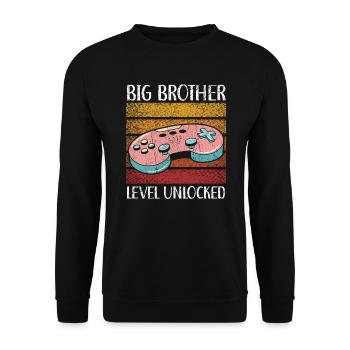 Big Brother Level Unlocked Best Bro Ever - Unisex Sweatshirt - black - Front - Alina (178cm) & Michal (187cm)