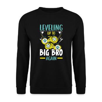 Leveling Up To Big Bro Again Best Bro Ever - Unisex Sweatshirt - black - Front - Alina (178cm) & Michal (187cm)