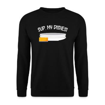 Sup My Dishes Dishwashing Profession Dishwasher - Unisex Sweatshirt - black - Front - Alina (178cm) & Michal (187cm)