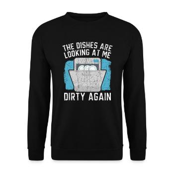 The Dishes Are Looking At Me Job Dishwasher - Unisex Sweatshirt - black - Front - Alina (178cm) & Michal (187cm)