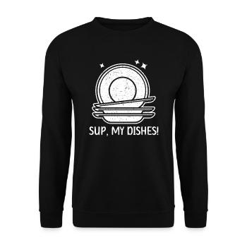 Sup My Dishes Dishwashing Profession Dishwasher - Unisex Sweatshirt - black - Front - Alina (178cm) & Michal (187cm)