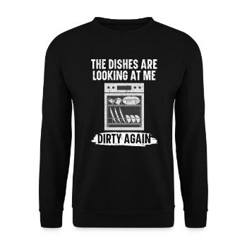 The Dishes Are Looking At Me Job Dishwasher - Unisex Sweatshirt - black - Front - Alina (178cm) & Michal (187cm)