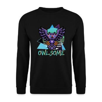 Eulenartiger Eulenliebhaber Nachtaktiver Vogel Eulenflüsterer - Unisex Pullover - Schwarz - Vorne - Alina (178cm) & Michal (187cm)