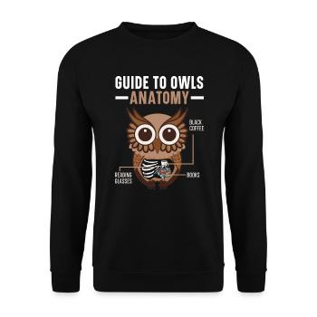 Guide To Owls Anatomy Owl Lover Nocturnal Bird - Unisex Sweatshirt - black - Front - Alina (178cm) & Michal (187cm)