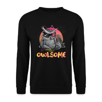 Eulenartiger Eulenliebhaber Nachtaktiver Vogel Eulenflüsterer - Unisex Pullover - Schwarz - Vorne - Alina (178cm) & Michal (187cm)