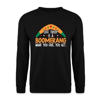 Boomerang Lover Throw Sport Aboriginal Australier - Unisex Pullover - Schwarz - Vorne - Alina (178cm) & Michal (187cm)