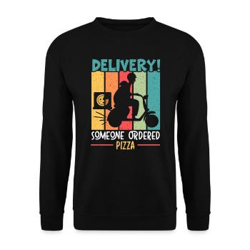 Delivery Someone Ordered Pizza Food Delivery - Unisex Sweatshirt - black - Front - Alina (178cm) & Michal (187cm)