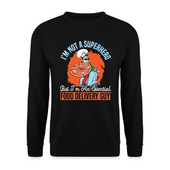 Ich bin ein essentieller Essenslieferant Kurier - Unisex Pullover - Schwarz - Vorne - Alina (178cm) & Michal (187cm)