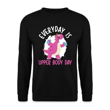 Everyday Is Upper Body Day Fitness Brachiosaurus - Unisex Sweatshirt - black - Front - Alina (178cm) & Michal (187cm)