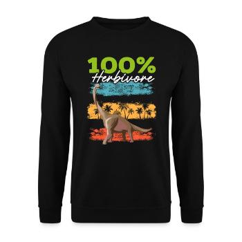 100% Pflanzenfresser Brachiousaurus Dinosaurier Dino - Unisex Pullover - Schwarz - Vorne - Alina (178cm) & Michal (187cm)