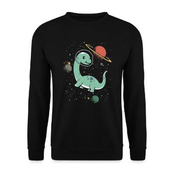 Brachiousaurus Dinosaur Paleontologist Astronaut - Unisex Sweatshirt - black - Front - Alina (178cm) & Michal (187cm)