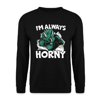 I'm Always Horny Triceratops Dinosaur Prehistoric - Unisex Sweatshirt - black - Front - Alina (178cm) & Michal (187cm)