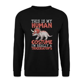 Das ist mein menschliches Kostüm Ich bin wirklich ein Triceratops - Unisex Pullover - Schwarz - Vorne - Alina (178cm) & Michal (187cm)