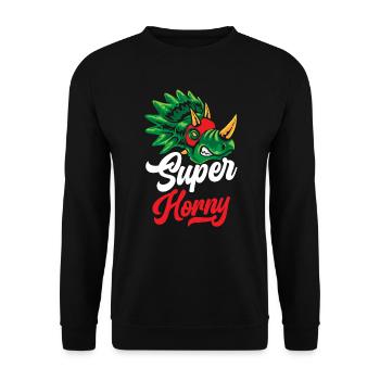 Super Horny Triceratops Dinosaur Prehistoric Dino - Unisex Sweatshirt - black - Front - Alina (178cm) & Michal (187cm)
