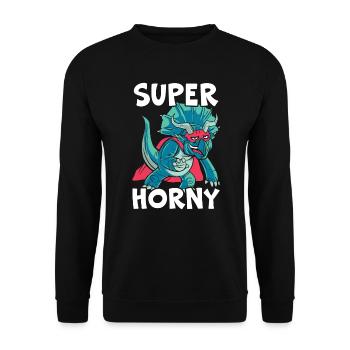 Super Horny Triceratops Dinosaur Prehistoric Dino - Unisex Sweatshirt - black - Front - Alina (178cm) & Michal (187cm)
