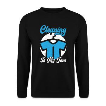Cleaning Is My Jam Job Work Profession Dry Cleaner - Unisex Sweatshirt - black - Front - Alina (178cm) & Michal (187cm)