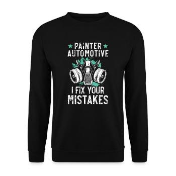 Painter Automotive Ich behebe Ihre Fehler Auto - Unisex Pullover - Schwarz - Vorne - Alina (178cm) & Michal (187cm)