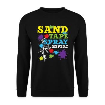 Sandband Spray Wiederholung Auto Auto Karosserielackierer - Unisex Pullover - Schwarz - Vorne - Alina (178cm) & Michal (187cm)