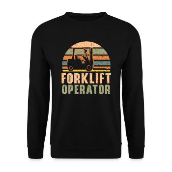 Gabelstaplerfahrer Job Beruf Lagerarbeiter - Unisex Pullover - Schwarz - Vorne - Alina (178cm) & Michal (187cm)