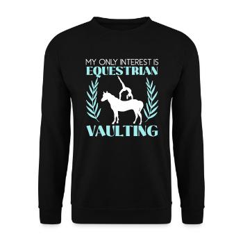 Mein einziges Interesse gilt dem Voltigierpferd - Unisex Pullover - Schwarz - Vorne - Alina (178cm) & Michal (187cm)