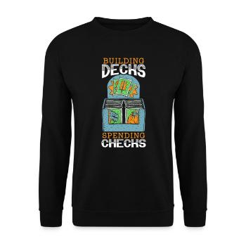 Erstellen von Decks Ausgaben Schecks Kartensammler - Unisex Pullover - Schwarz - Vorne - Alina (178cm) & Michal (187cm)