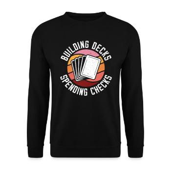 Erstellen von Decks Ausgaben Schecks Kartensammler - Unisex Pullover - Schwarz - Vorne - Alina (178cm) & Michal (187cm)