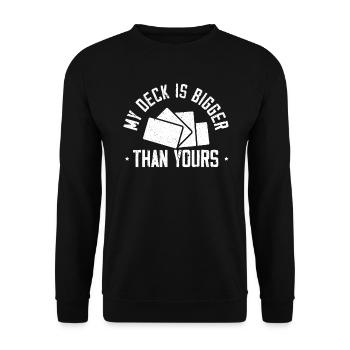 Mein Deck ist größer als dein Kartensammeln - Unisex Pullover - Schwarz - Vorne - Alina (178cm) & Michal (187cm)