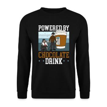 Powered By Chocolate Drink Choco Drink Flavor - Unisex Sweatshirt - black - Front - Alina (178cm) & Michal (187cm)