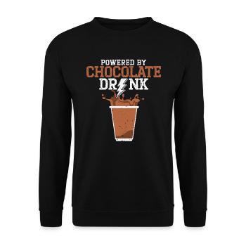 Powered By Chocolate Drink Choco Drink Flavor - Unisex Sweatshirt - black - Front - Alina (178cm) & Michal (187cm)