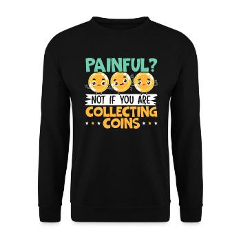 Münzsammler Numismatiker Münzsammeln - Unisex Pullover - Schwarz - Vorne - Alina (178cm) & Michal (187cm)