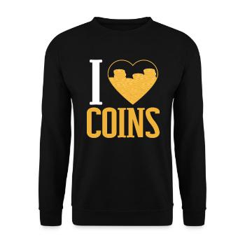 Ich liebe Münzsammler Numismatiker Münzsammler - Unisex Pullover - Schwarz - Vorne - Alina (178cm) & Michal (187cm)