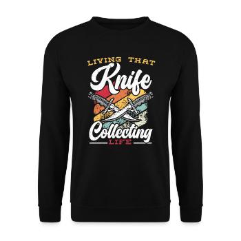 Living That Knife Collecting Life Knife Collector - Unisex Pullover - Schwarz - Vorne - Alina (178cm) & Michal (187cm)