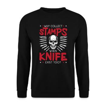 Why Collect Stamps When Knife Exist Too - Unisex Sweatshirt - black - Front - Alina (178cm) & Michal (187cm)