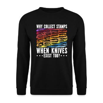 Why Collect Stamps When Knife Exist Too - Unisex Sweatshirt - black - Front - Alina (178cm) & Michal (187cm)