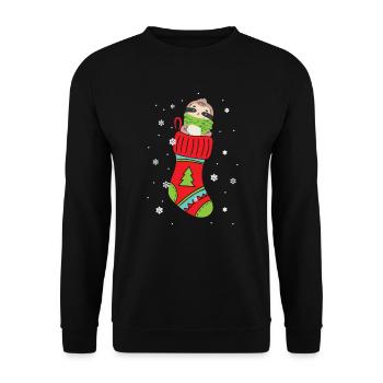 Sloth Christmas Day Xmas Happy Holiday Santa Claus - Unisex Sweatshirt - black - Front - Alina (178cm) & Michal (187cm)