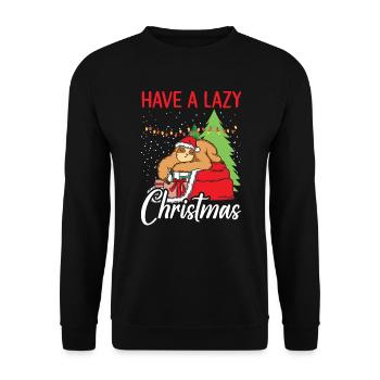 Haben Sie einen faulen Weihnachtstag Weihnachten Happy Holiday Sloth - Unisex Pullover - Schwarz - Vorne - Alina (178cm) & Michal (187cm)