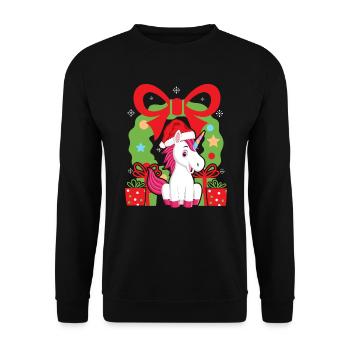 Unicorn Christmas Day Happy Holiday Santa Claus - Unisex Sweatshirt - black - Front - Alina (178cm) & Michal (187cm)