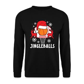 Jingleballs Basketballspieler Weihnachten - Unisex Pullover - Schwarz - Vorne - Alina (178cm) & Michal (187cm)