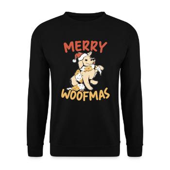 Merry Woofmas Christmas Day Dog Lover Puppy Owner - Sweat-shirt Unisexe - noir - Devant - Alina (178cm) & Michal (187cm)