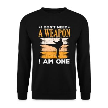 Ich brauche keine Waffe Ich bin ein Taekwondo - Unisex Pullover - Schwarz - Vorne - Alina (178cm) & Michal (187cm)