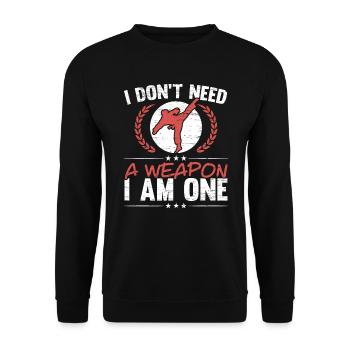 Ich brauche keine Waffe Ich bin ein Taekwondo - Unisex Pullover - Schwarz - Vorne - Alina (178cm) & Michal (187cm)
