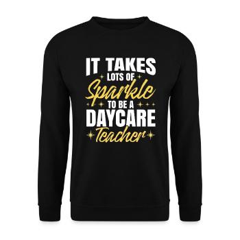 Es braucht viel Funkeln, um eine Kindertagesstättenlehrerin zu sein - Unisex Pullover - Schwarz - Vorne - Alina (178cm) & Michal (187cm)