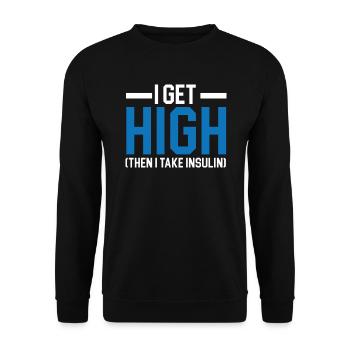 Ich werde high, dann nehme ich Insulin Diabetes Bewusstsein - Unisex Pullover - Schwarz - Vorne - Alina (178cm) & Michal (187cm)