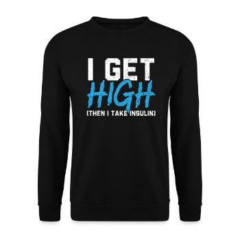 Ich werde high, dann nehme ich Insulin Diabetes Bewusstsein - Unisex Pullover - Schwarz - Vorne - Alina (178cm) & Michal (187cm)