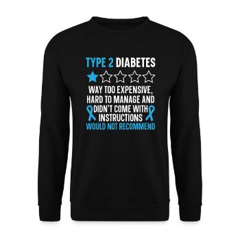 Type 2 Diabetes T2D Warrior Diabetes Awareness - Unisex Sweatshirt - black - Front - Alina (178cm) & Michal (187cm)